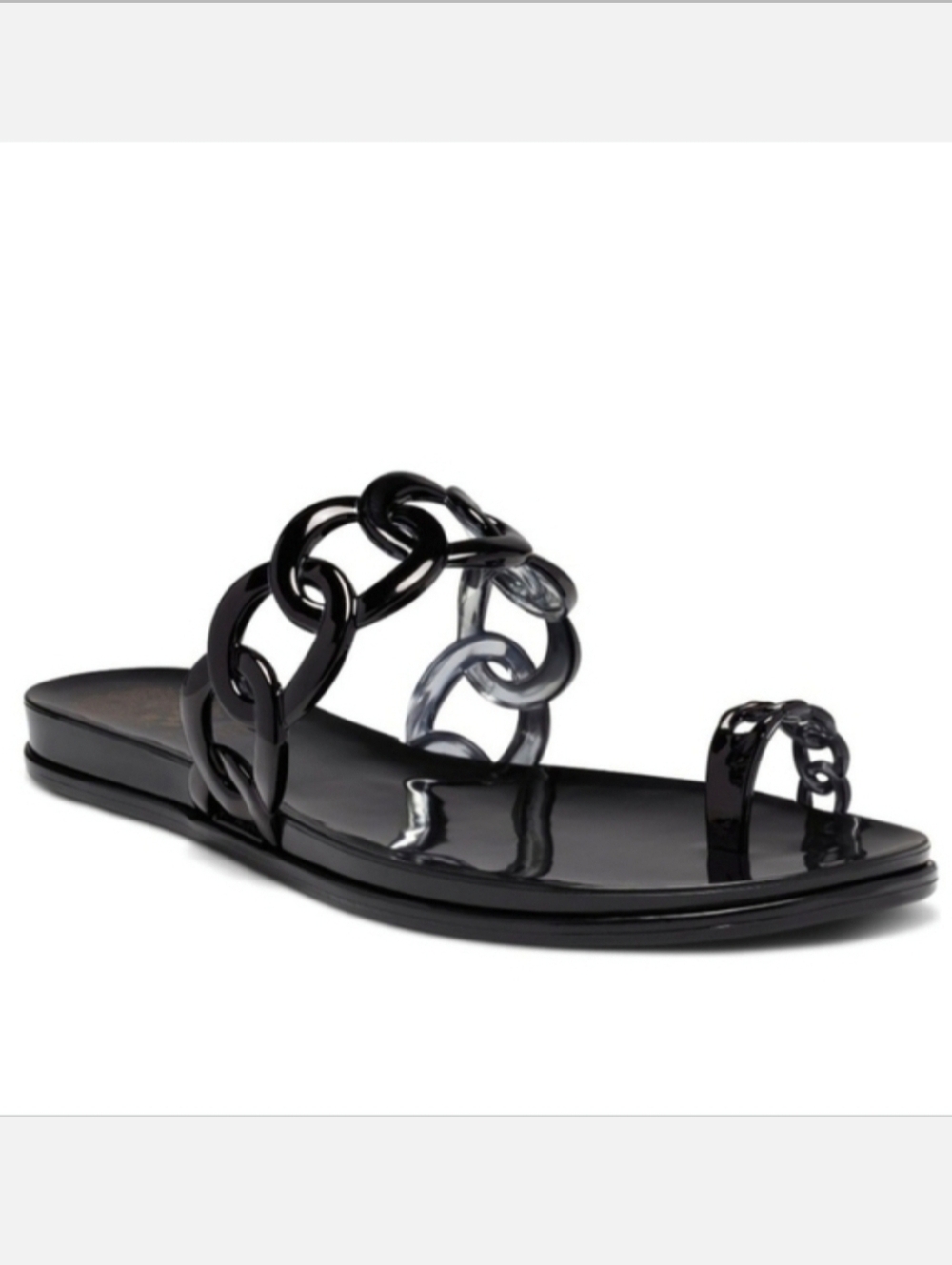 Vince Camuto Emagenta Black Chain Strap Jelly Sandals with Toe Loop Sandals